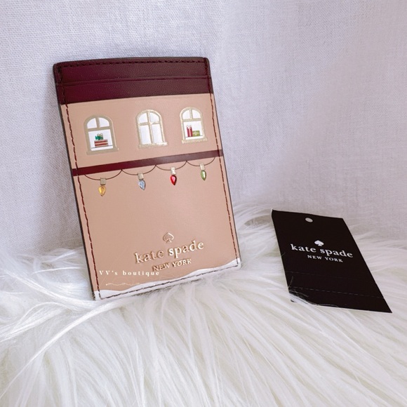 NWT Kate Spade Oh What Fun Gingerbread House Small Slim Card Holder Brown KJ072 - Picture 1 of 5